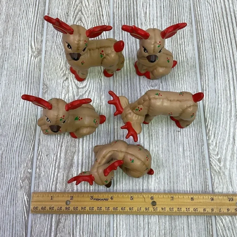 Vintage Hand Painted Kimple Molds Christmas Reindeer Set 6 1988